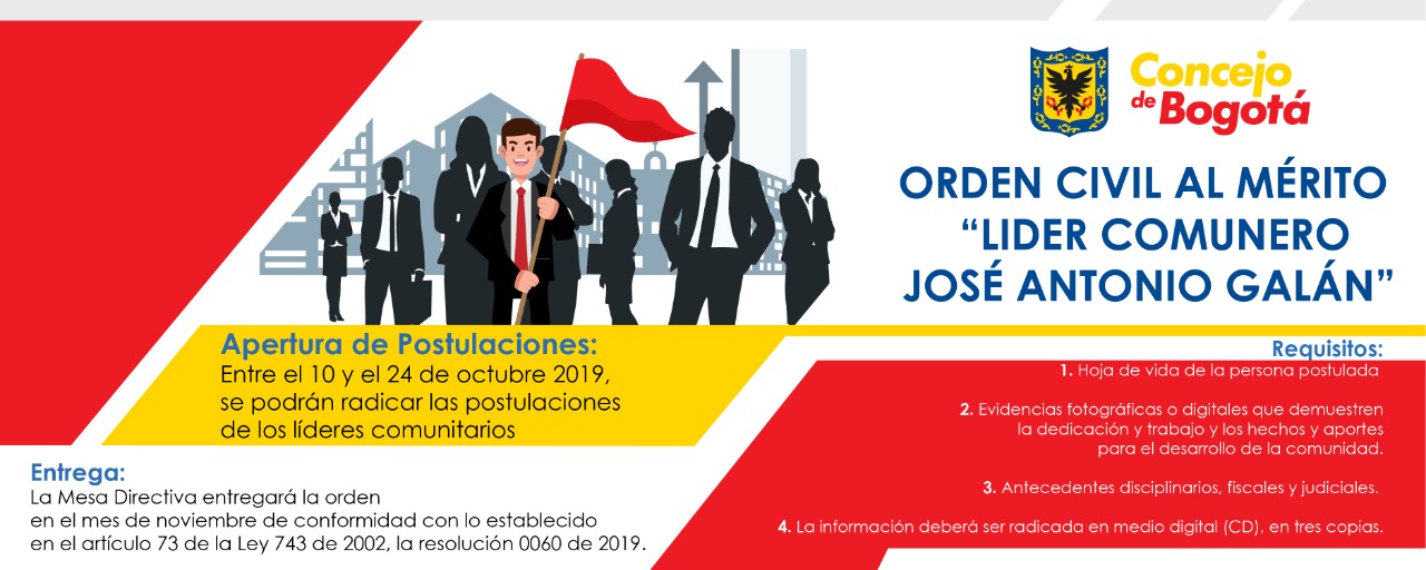 Imagen informativa de la Orden Civil al Mérito Líder Comunero José Antonio Galán