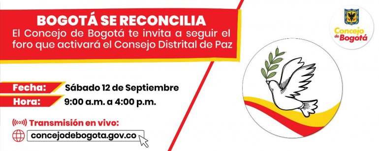 <p>El concejo de Bogotá te invita a seguir el foro que activará el Consejo Distrital de Paz</p>