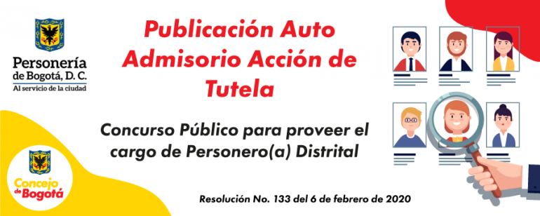 <p>Publicación Auto Admisorio Acción de Tutela </p>