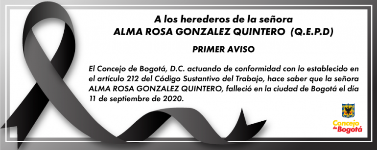 <p>A los herederos de la señora Alma Rosa González Quintero Q.E.P.D. </p>