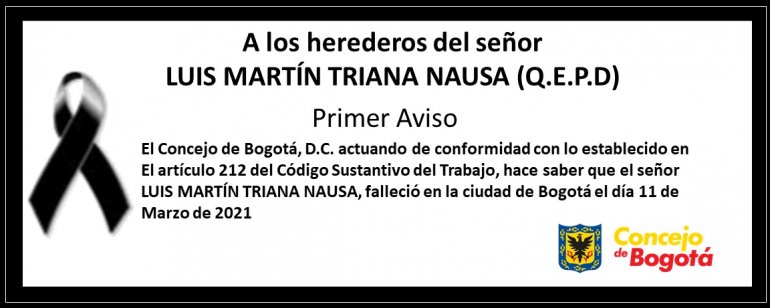 <p>A los herederos del señor Luis Martín Triana Nausa Q.E.P.D. </p>