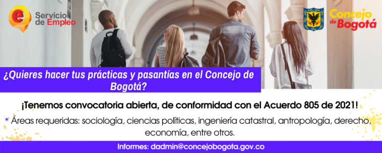 <p>Prácticas y Pasantías Concejo de Bogotá - Postulaciones</p>