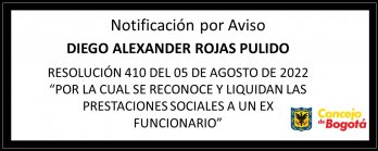 Notificación por aviso Diego Alexander Rojas Pulido