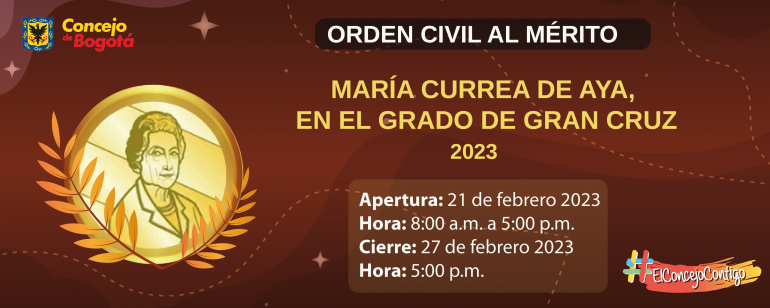 <p>Orden Civil al Mérito María Currea de Aya 2023</p>
