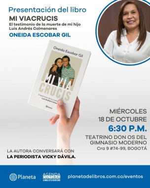 <p>El próximo miércoles, 18 de octubre, lanzamiento del libro mi viacrucis, la historia de la muerte de Luis Andrés Colmenares contada por su madre</p>