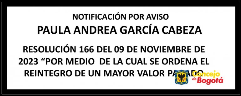 <p>Notificación por aviso Paula Andrea García Cabeza</p>
