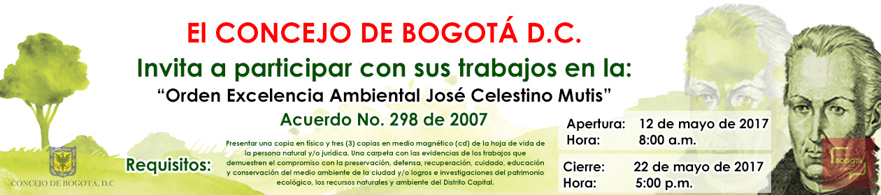 Imagen informativa de la ORDEN EXCELENCIA AMBIENTAL JOSÉ CELESTINO MUTIS. Enlace para mas información