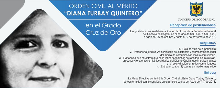 Imagen Informativa de la Orden al Mérito Civil Diana Turbay Quintero