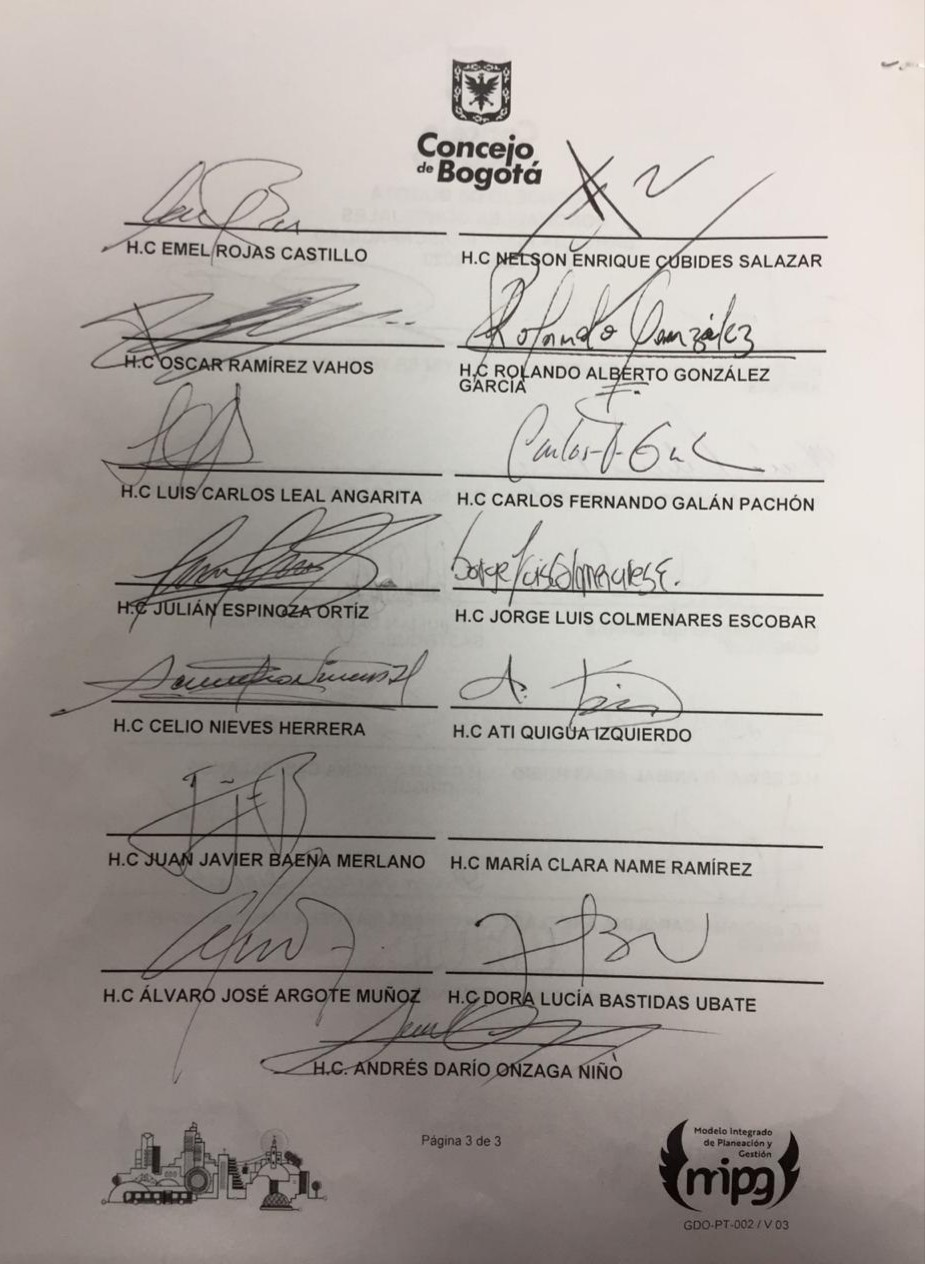 Firmas de los Concejales