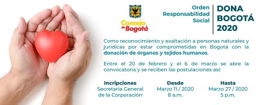 Imagen informativa de la Orden Responsabilidad Social Dona Bogotá 2020