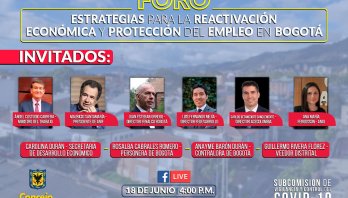 Panel de primer nivel formulará estrategias para reactivar la economía de Bogotá