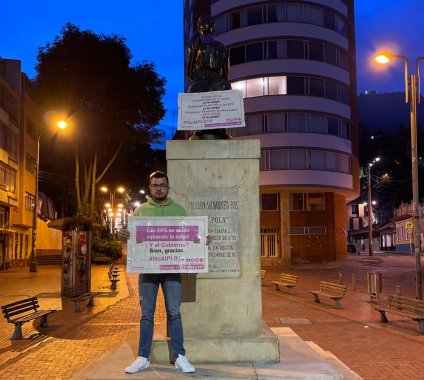 <p>Paro Monumental: Estatuas de Bogotá se unen al Paro Nacional del 28A</p>