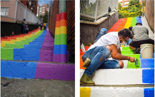 <p>Concejal Luis Carlos Leal conmemora el Pride con intervención a escaleras en Chapinero</p>