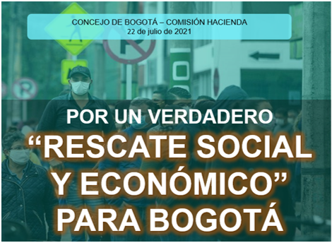 Imagen 7. Contiene el siguiente texto "Por un verdadero Rescate social y económico para Bogotá