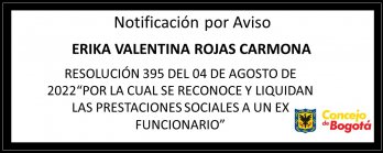 Notificación por aviso Erika Valentina Rojas Carmona