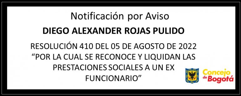 <p>Notificación por aviso Diego Alexander Rojas Pulido</p>