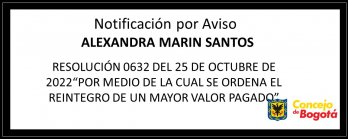 Notificación por aviso ALEXANDRA MARIN SANTOS