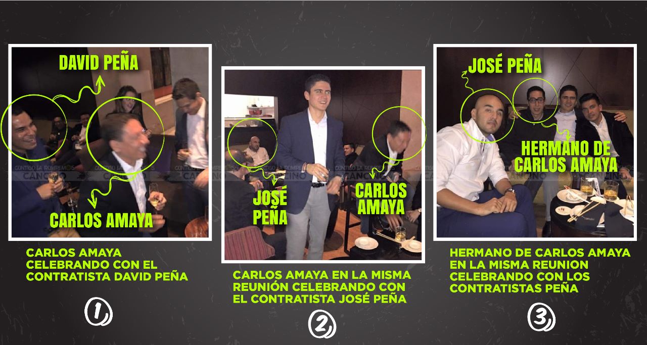 Fotografía en al que se aprecian tres imágenes en las que aparecen David Peña, Carlos Amaya, José Peña y un hermano de Carlos Amaya