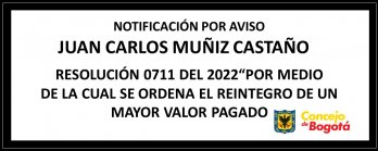 Notificación por aviso JUAN CARLOS MUÑIZ CASTAÑO