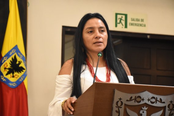 <p>La concejala de Bogotá Ati Quigua, pide respeto por la decisión de la asamblea general y los Mamos mayores del pueblo Arhuaco</p>