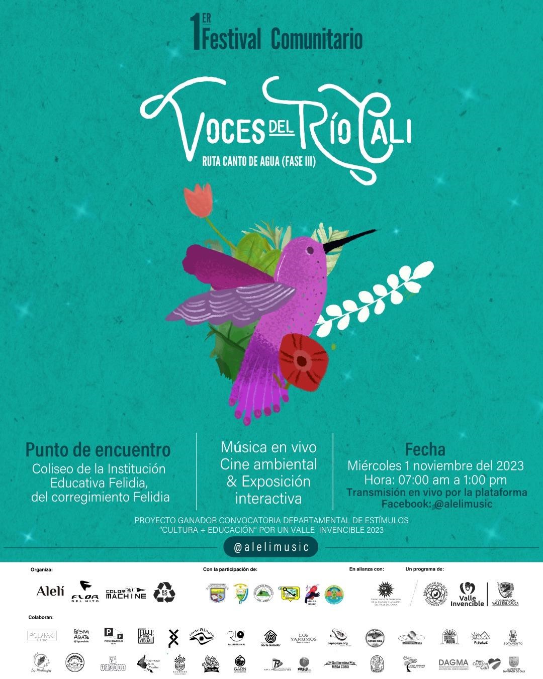 Invitación para el primer festival Voces del Rio Cali