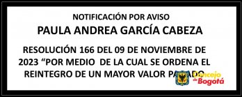 Notificación por aviso Paula Andrea García Cabeza