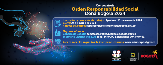 Pieza promocial para la Orden Responsabilidad Social Dona Bogotá, en Materia de Donación de Órganos y Tejidos 2024