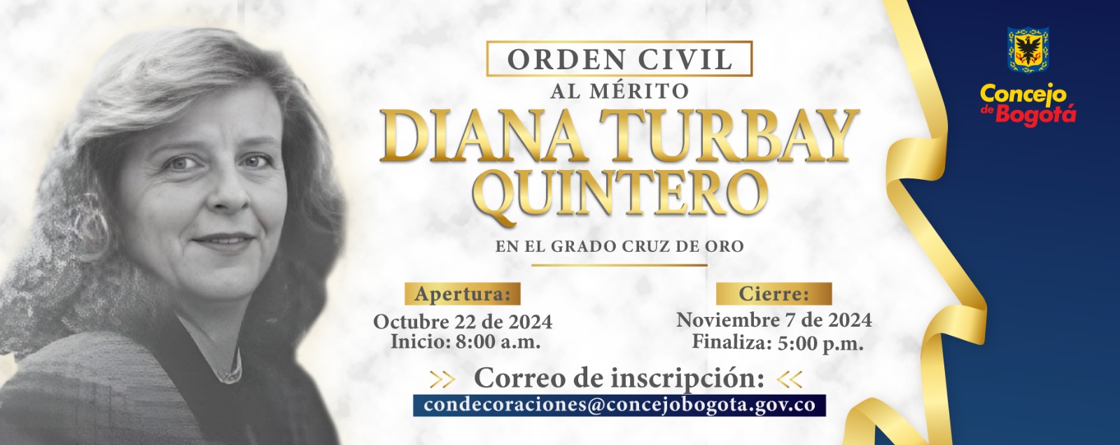 Imagen promocional de la Convocatoria Orden Civil al Mérito Diana Turbay Quintero 2024