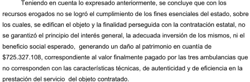 Imagen de Fragmento de informe de auditoría por parte de la Contraloría de Bogotá.