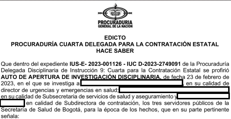 Imagen de Fragmento de informe de auditoría por parte de la Contraloría de Bogotá.