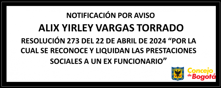 <p>Notificación por aviso Alix Yirley Vargas Torrado</p>