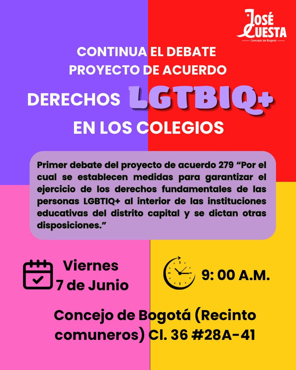 Pieza gráfica de invitación para la sesión del día viernes 7 de junio de 2024 a las 9:00 a.m. en el Concejo de Bogotá