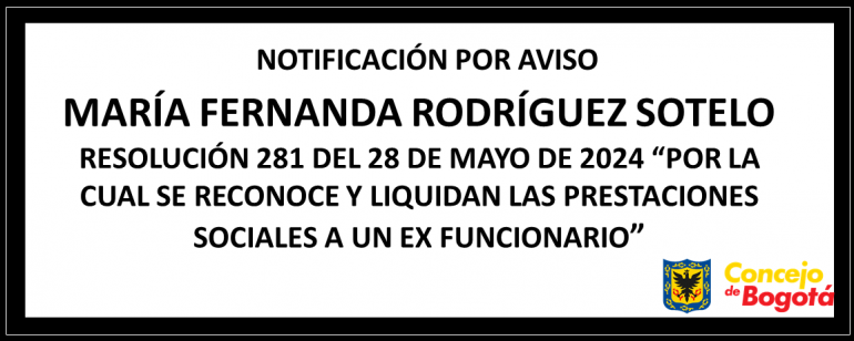 <p>Notificación por aviso María Fernanda Rodríguez Sotelo</p>