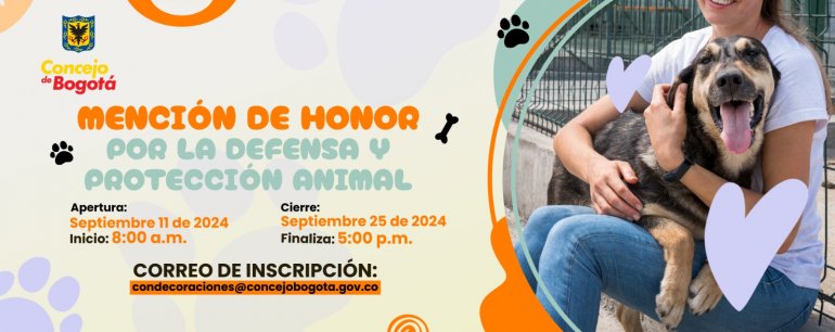 <p>Mención de Honor por la Defensa y Protección de los Animales 2024</p>