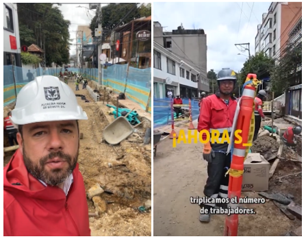 unión de dos fototrafías, en la primera el alcalde Carlos Fernando y en la segunda un trabajador. Los dos en la misma ubicación de obra 