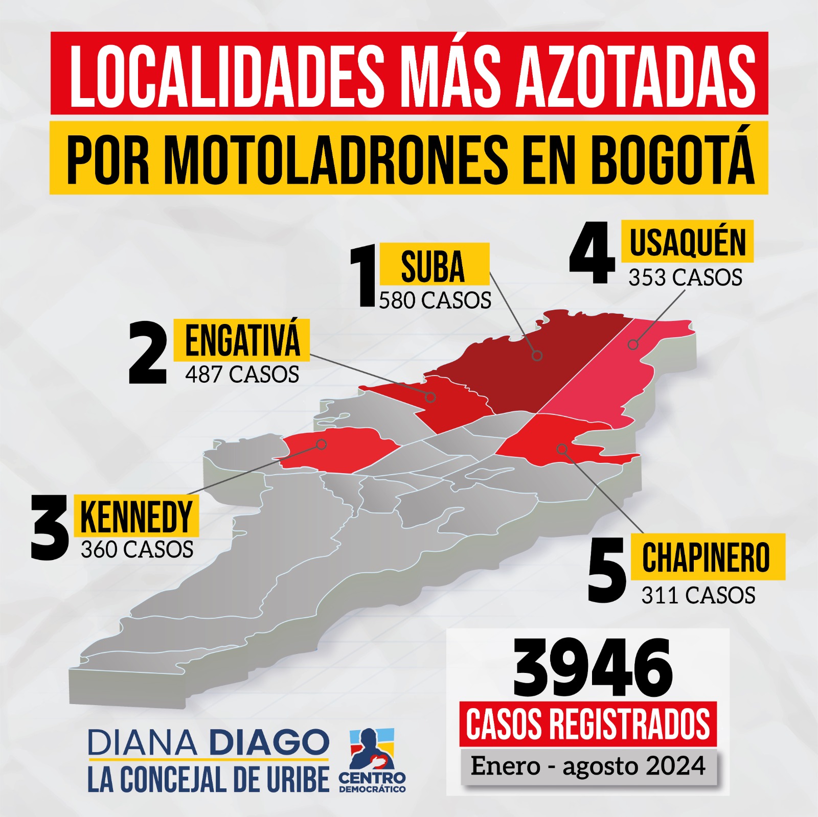 Imagen de mapa de calor en el que se muestras las localidades que son más azotadas por los motoladrones