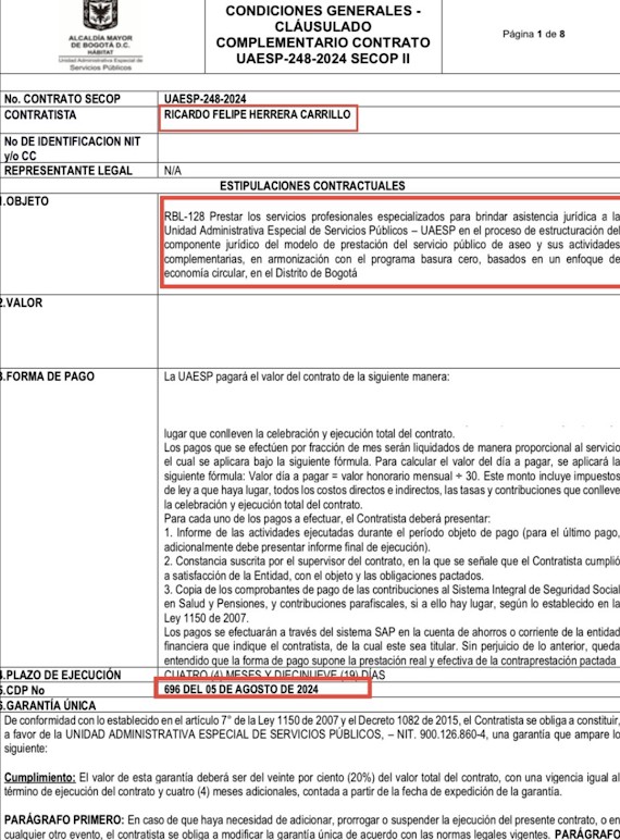 Imagen del contrato SECOP  UAESP-248-2024