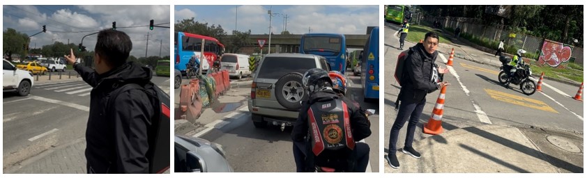 Collage de 3 fotos del concejal en varios tramos de la avenida Boyacá 