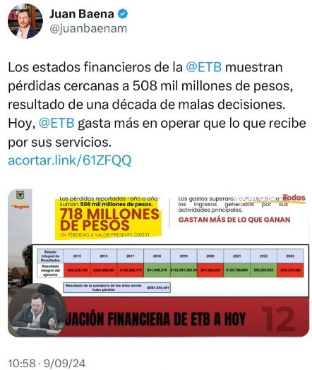 En esta imagen una publicación en red social del concejal Baena