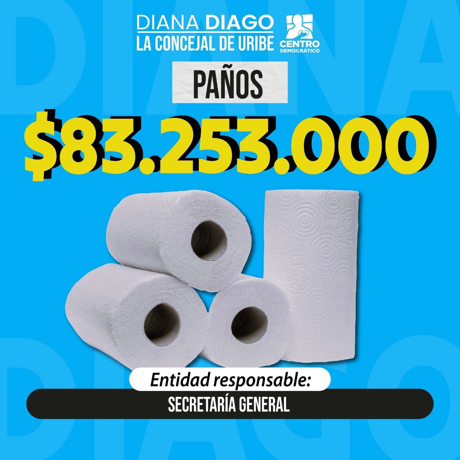 Imagen de precio de paños por más de 82 millones de pesos 