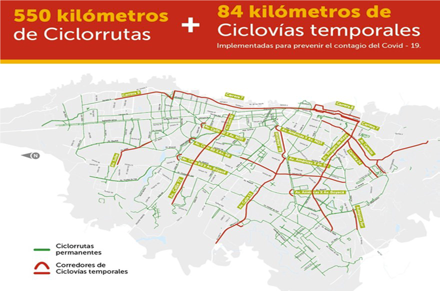 Imagen donde se aprencian las redes de ciclovias 