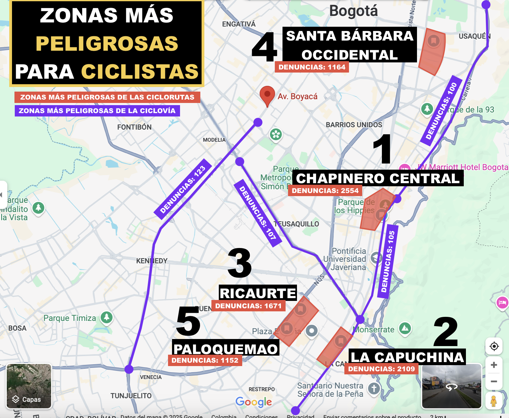 Mapa elaborado por equipo de la concejal Diana Diago y publicado en su cuenta de X