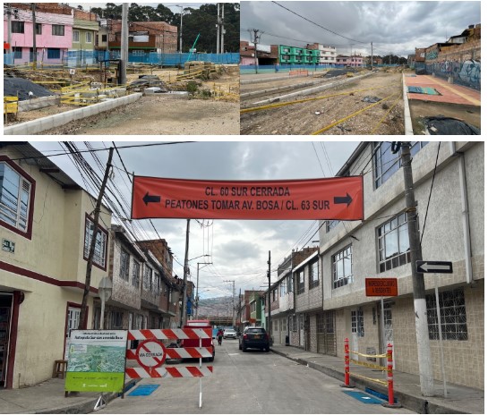 Colage de 3 fotografía en las que se aprecia que las obras se encuentran en proceso y no han sido finalizadas