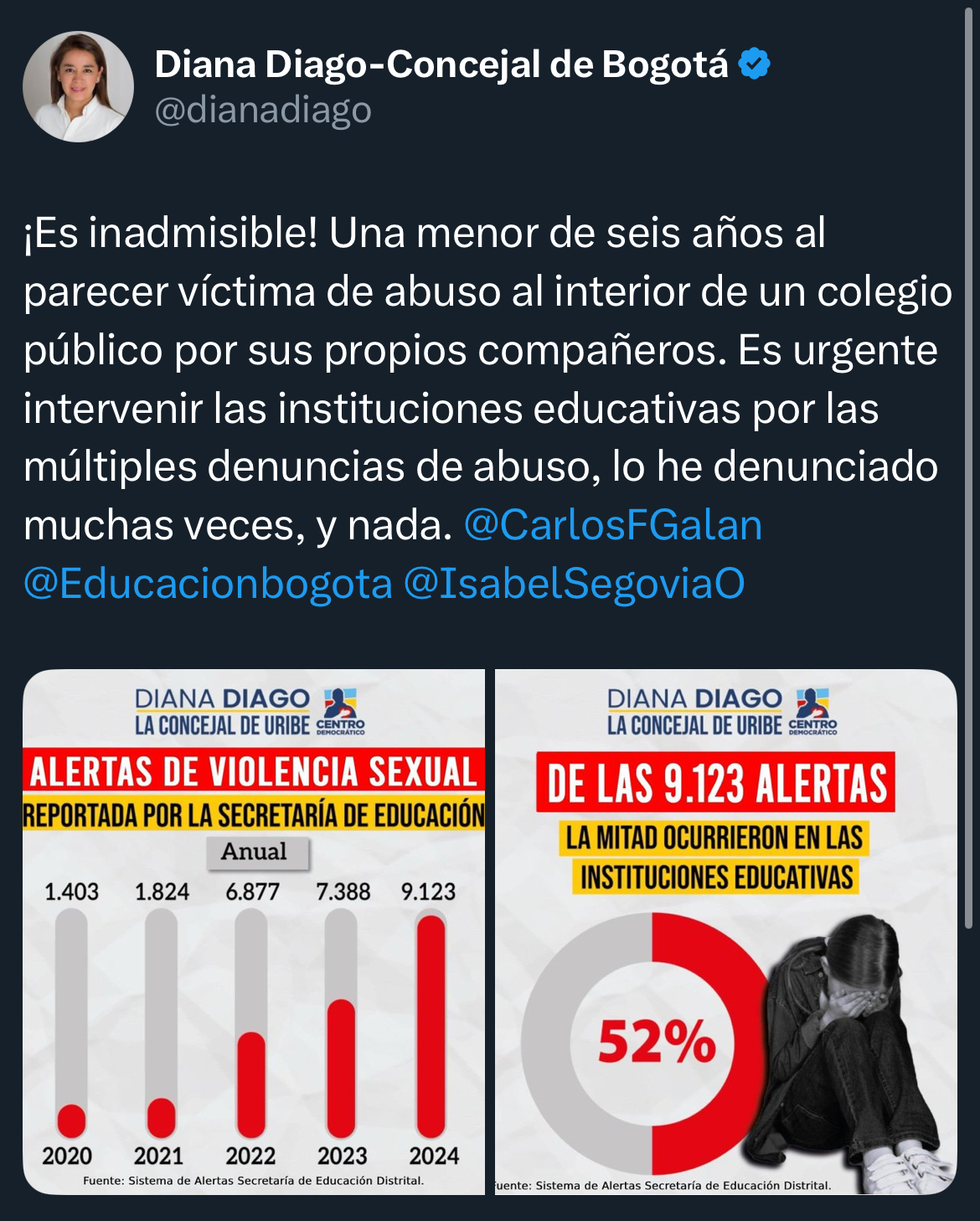 imagen de una publicación en redes sociales de la concejal Diago