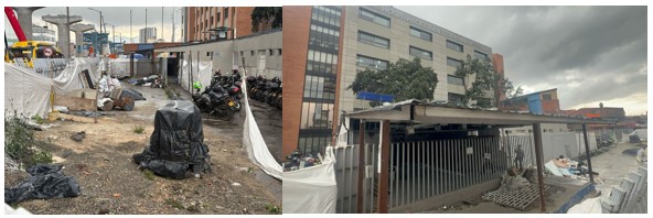 dos fotos de las obras en el hospital de Kennedy