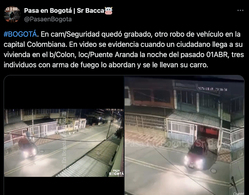 Imagen de una publicación en la red social X en la que se muestra la situación de robo