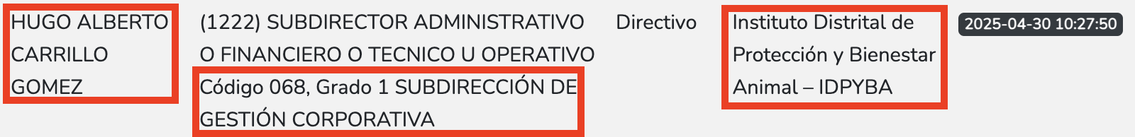 Imagen en la que aparece encerrado el nombre de Hugo Alberto Carrllo Gómez