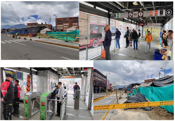 Grupo de foto donde se evidencan las obras inconclusas en la estación