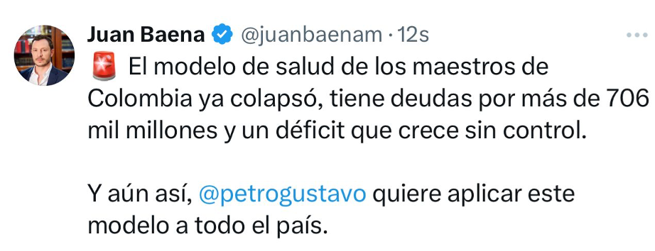 Imagen Tuit H.C. Juan Baena