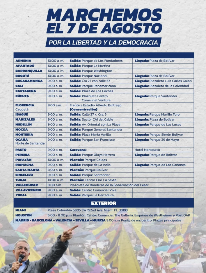 Imagen Datos de interés sobre la marcha "Marchemos el 7 de agosto por la libertad y la democracia"
